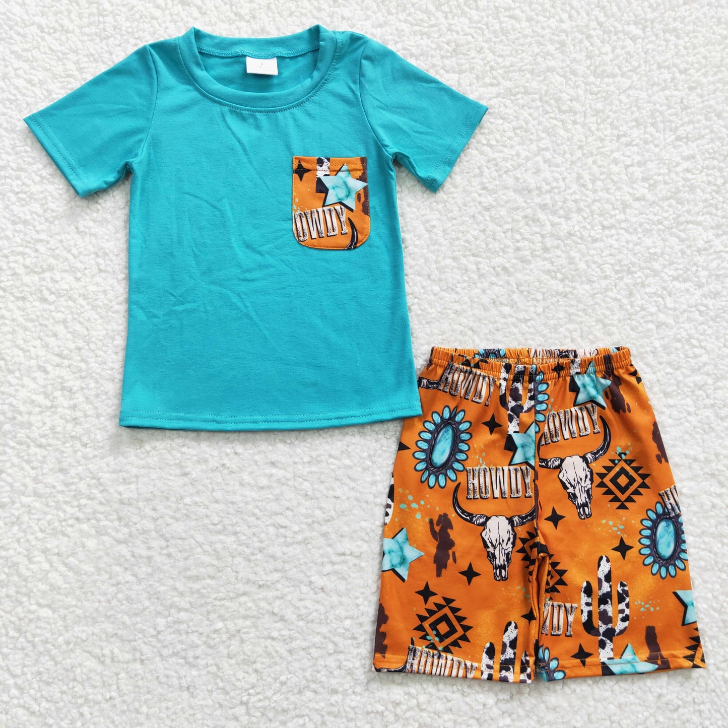 Promotion BSSO0140 short sleeve western summer shorts boy outfit 20230309 RTS