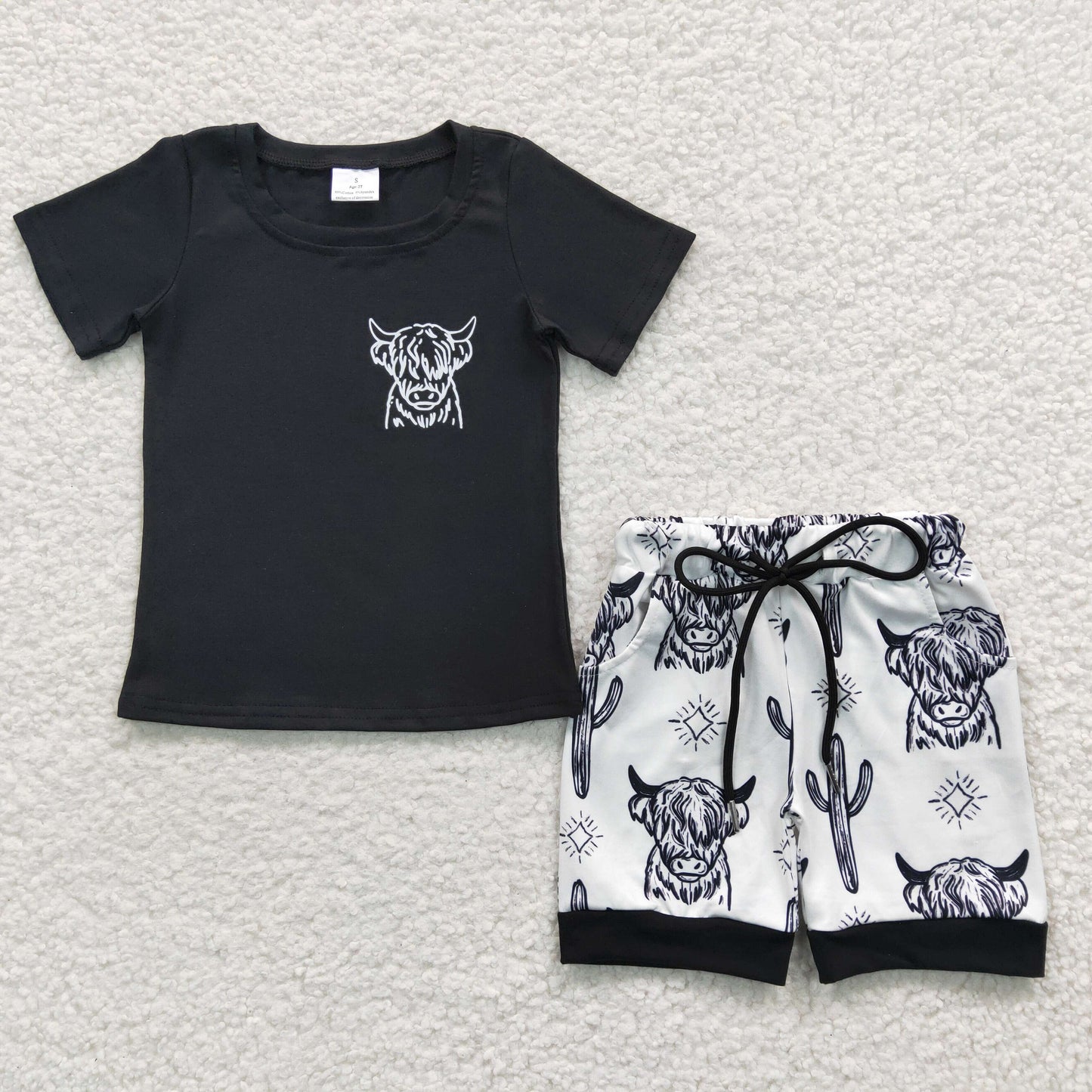 BSSO0209 cow vinyl cotton short sleeve summer shorts girl outfit 20230324 RTS