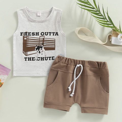 promotion RTS BSSO0223 short sleeve shorts western cow summer boy outfit 20230411 RTS
