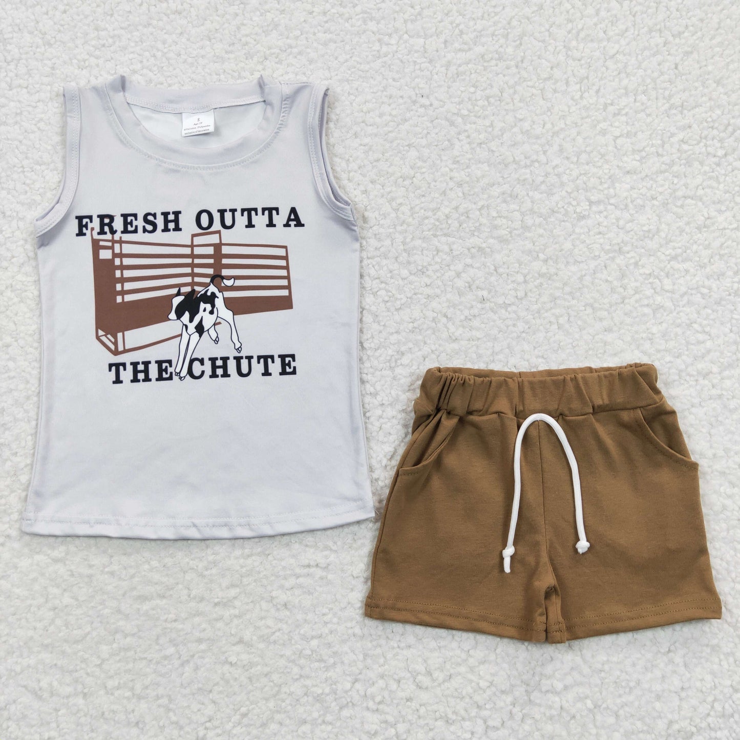 promotion RTS BSSO0223 short sleeve shorts western cow summer boy outfit 20230411 RTS