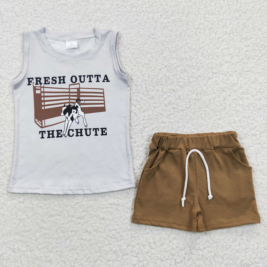 promotion RTS BSSO0223 short sleeve shorts western cow summer boy outfit 20230411 RTS