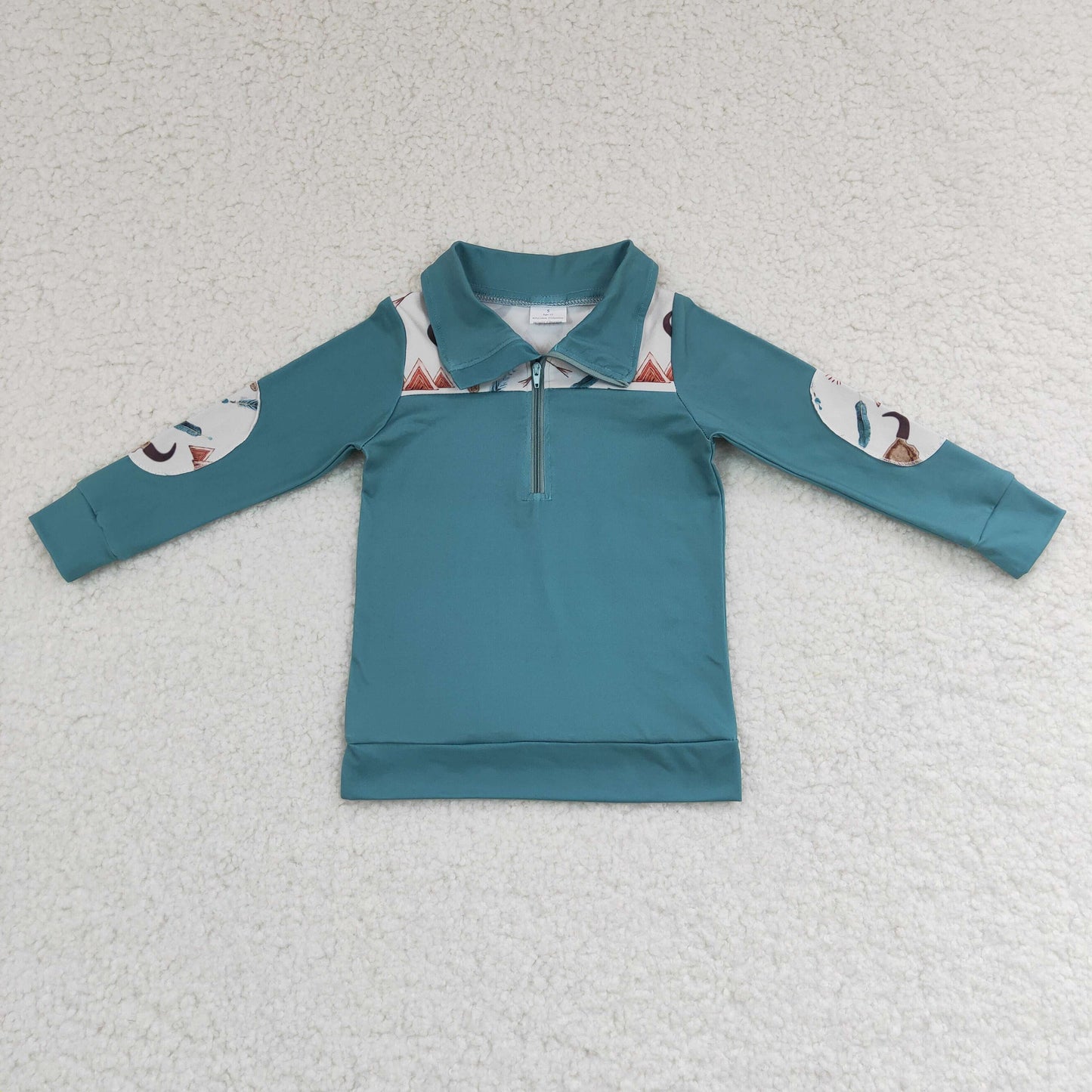 promotion BT0105 zipper boy long sleeve coat pullover cow green farm top RTS 1126