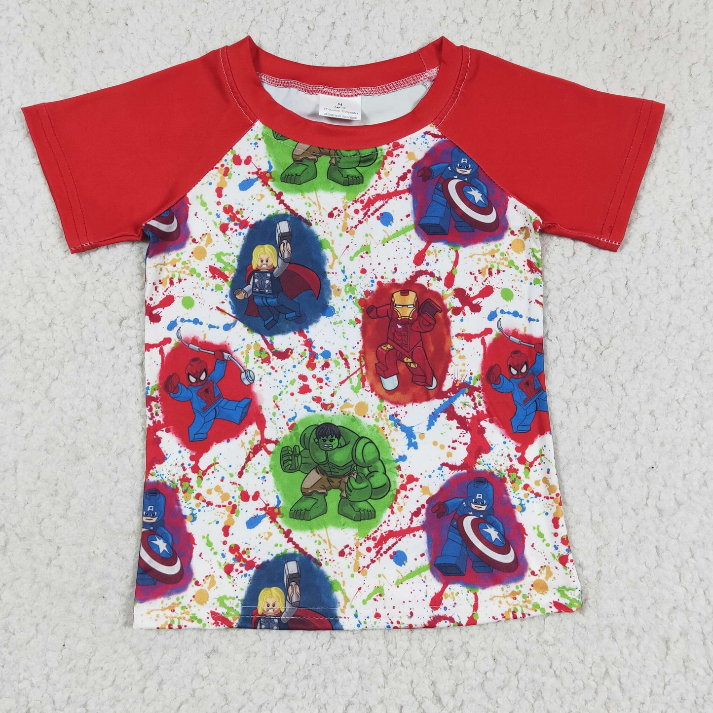 BT0139 cartoon marvel short sleeve top boy girl top shirt RTS 20230527