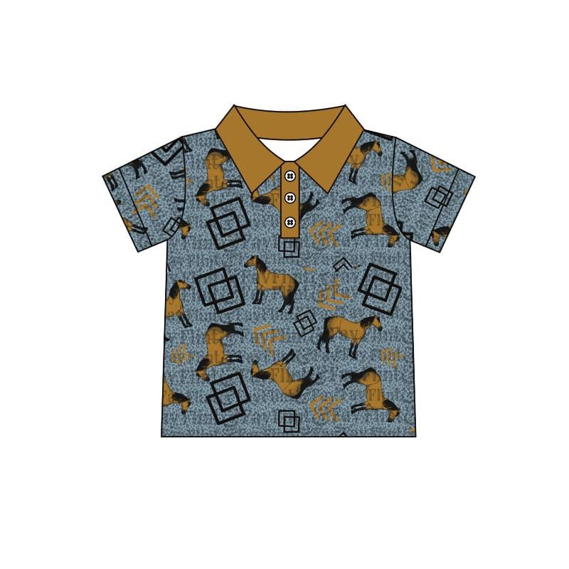 BT0166 short sleeve western horse boy shirt preorder 1123