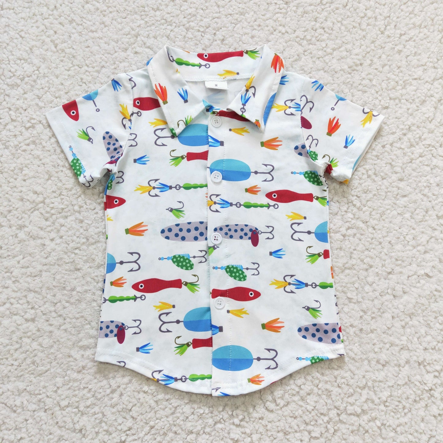 BT0173 fish sea boy short sleeve buttons shirt top 1226 RTS