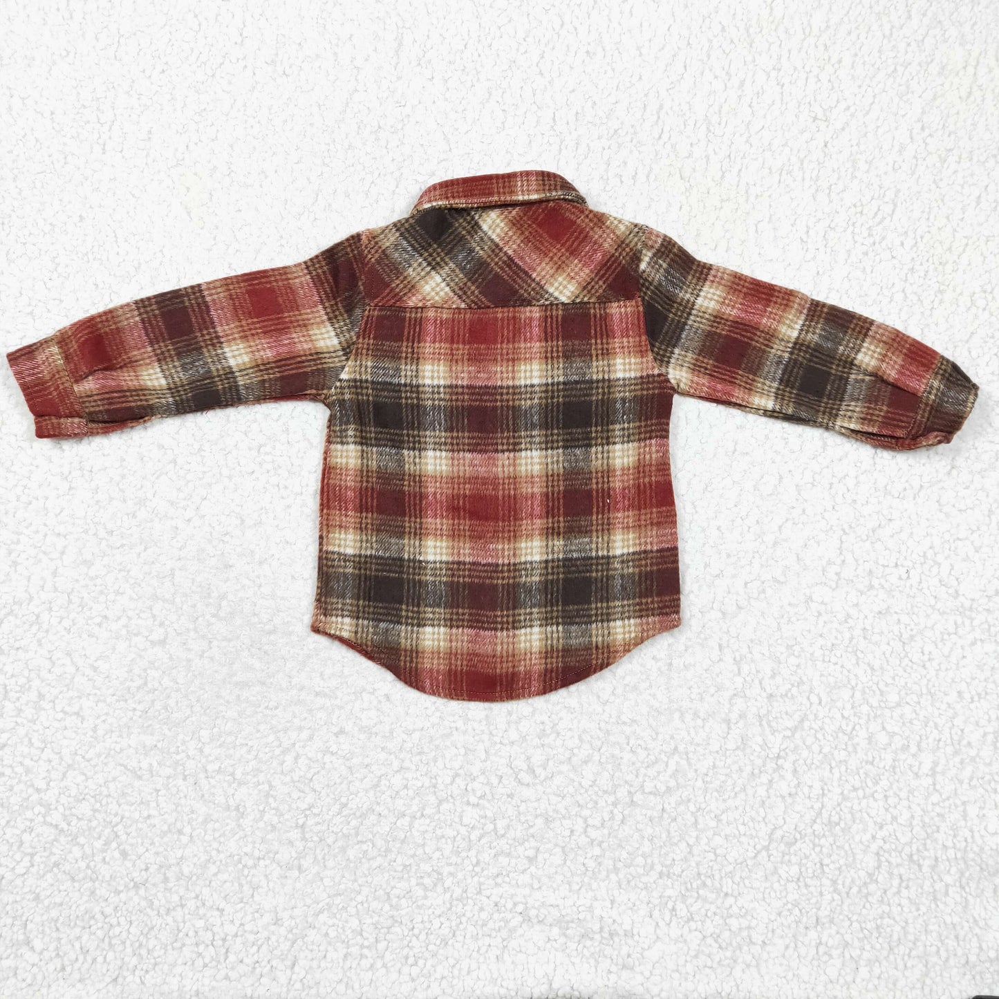 BT0191 Brown plaid long sleeve Cotton top boy top shirt 1224 RTS