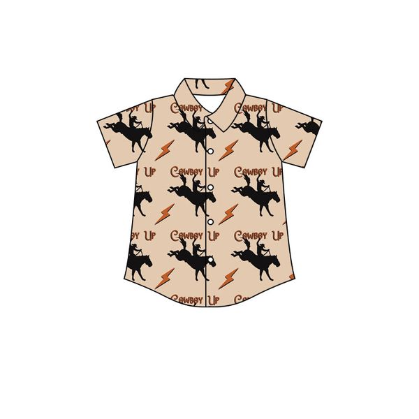 BT0196 short sleeve western horse race top button boy shirt preorder 20230109