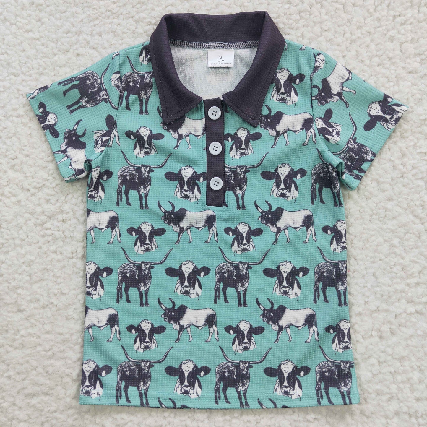 BT0211 short sleeve western cow top button boy shirt preorder 20230417 RTS