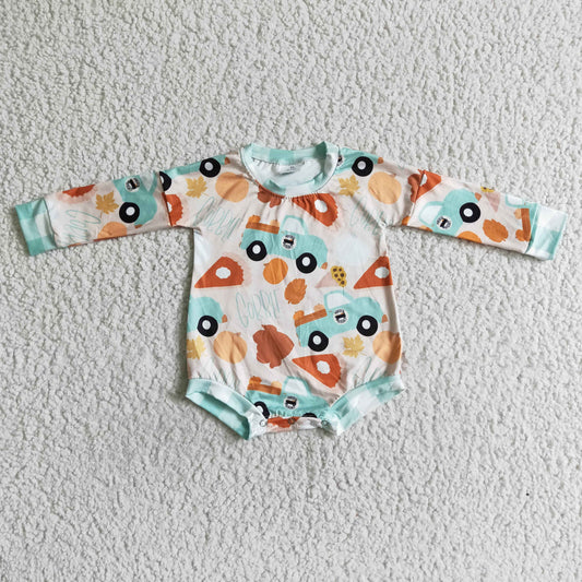 RTS 0722 long sleeve orange pumpkin pie candy snacks thanks giving girl romper