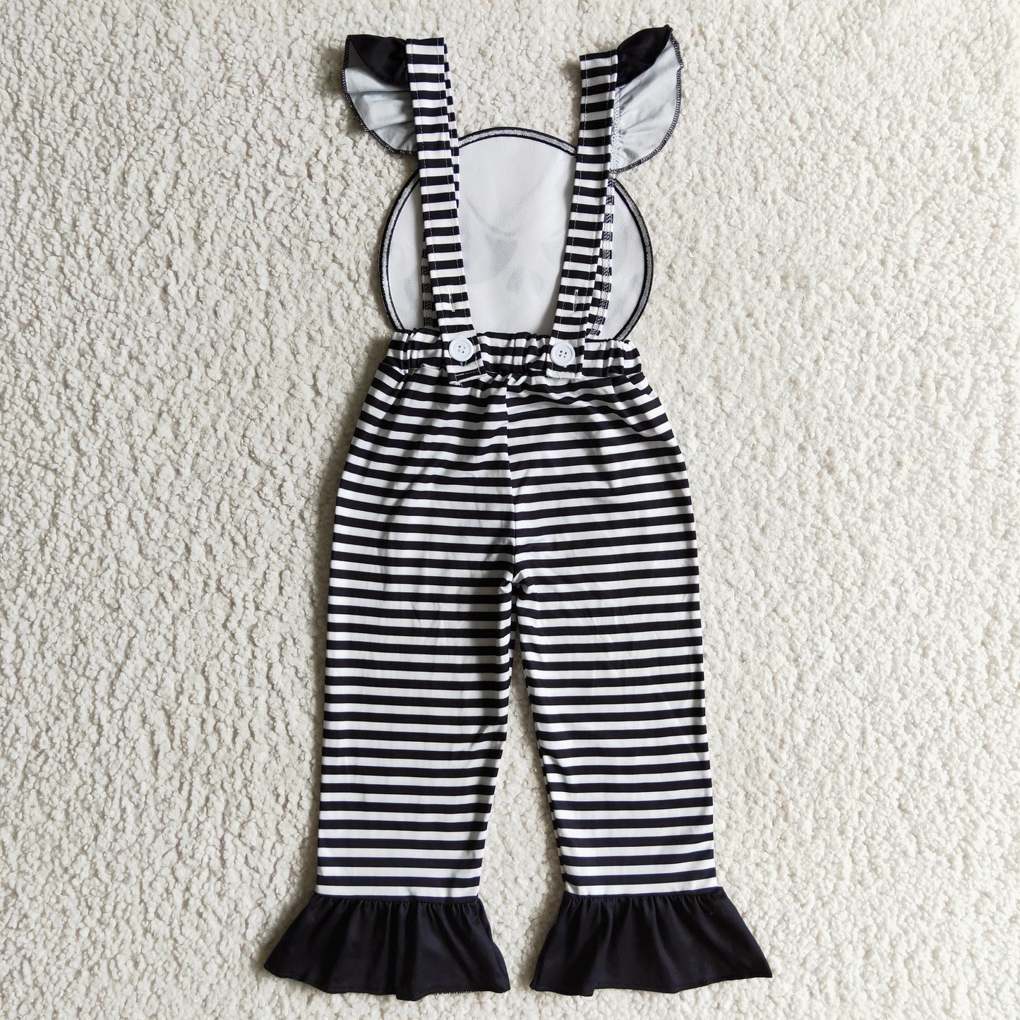 SR0081 Halloween black stripe skull overall jumpsuit girl romper 0917