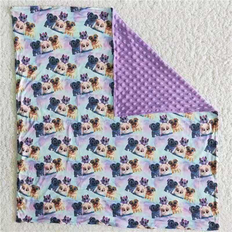 violet cartoon dogs blanket