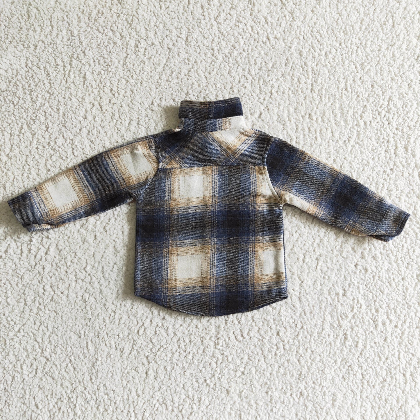 BT0117 blue plaid long sleeve Cotton top boy top shirt 1029