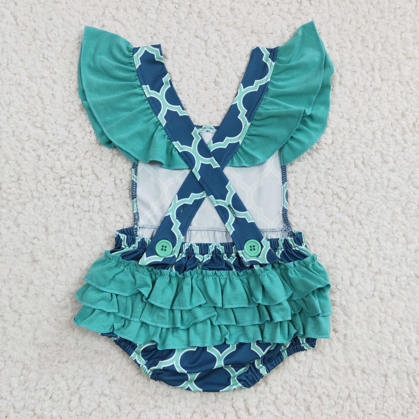 C8-1-1 RTS spring Western ruffle short sleeve girl summer bubble romper 20230109