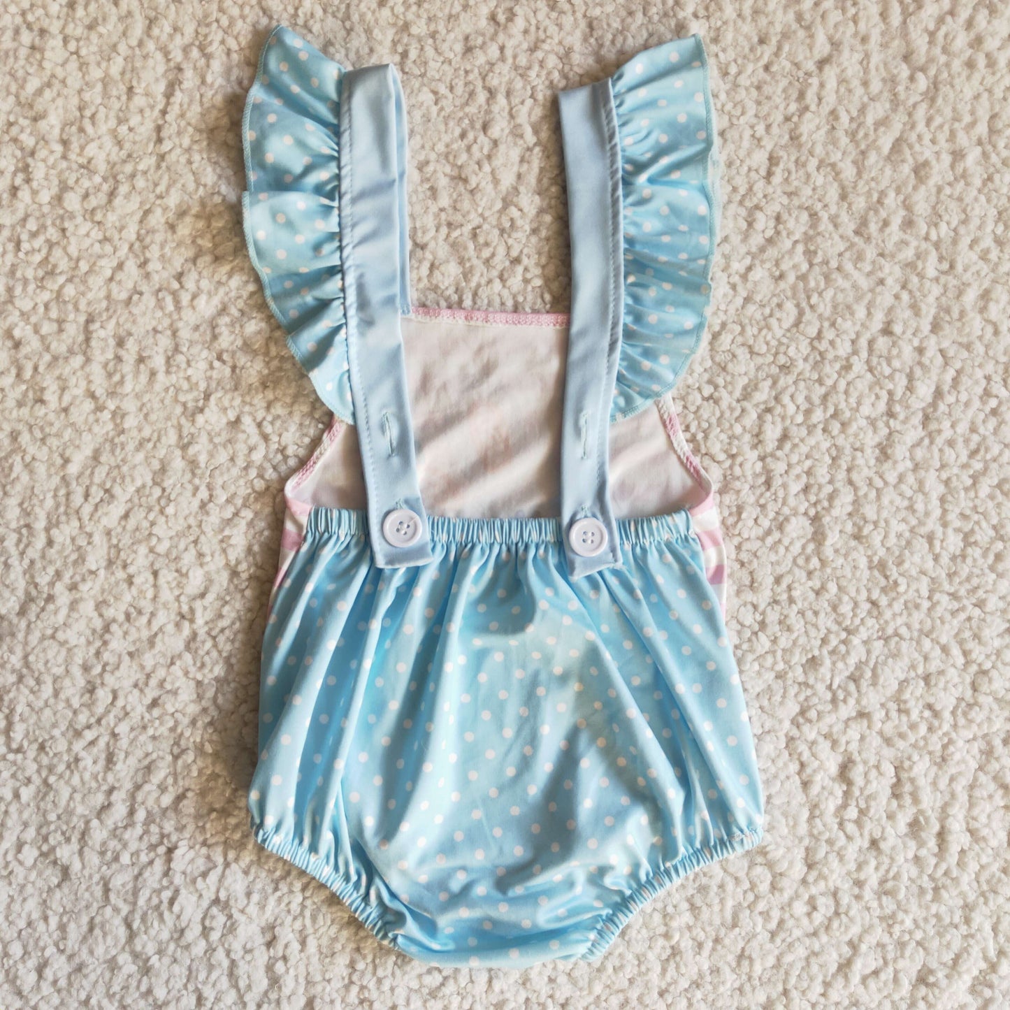promotion RTS E11-3 flutter shoulder strap easter rabbit blue cartoon girl summer romper 0226