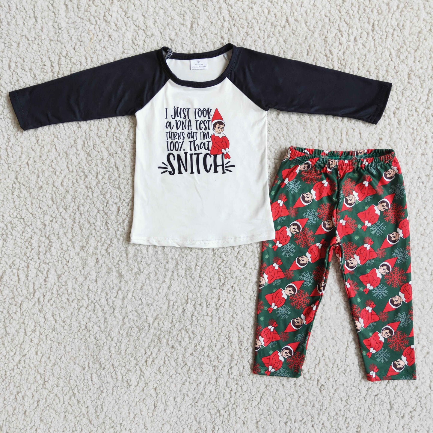 santa claus black long sleeve long pant boy outfit