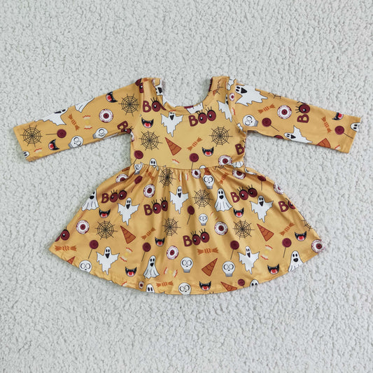 0621 orange long sleeve girl dress halloween RTS