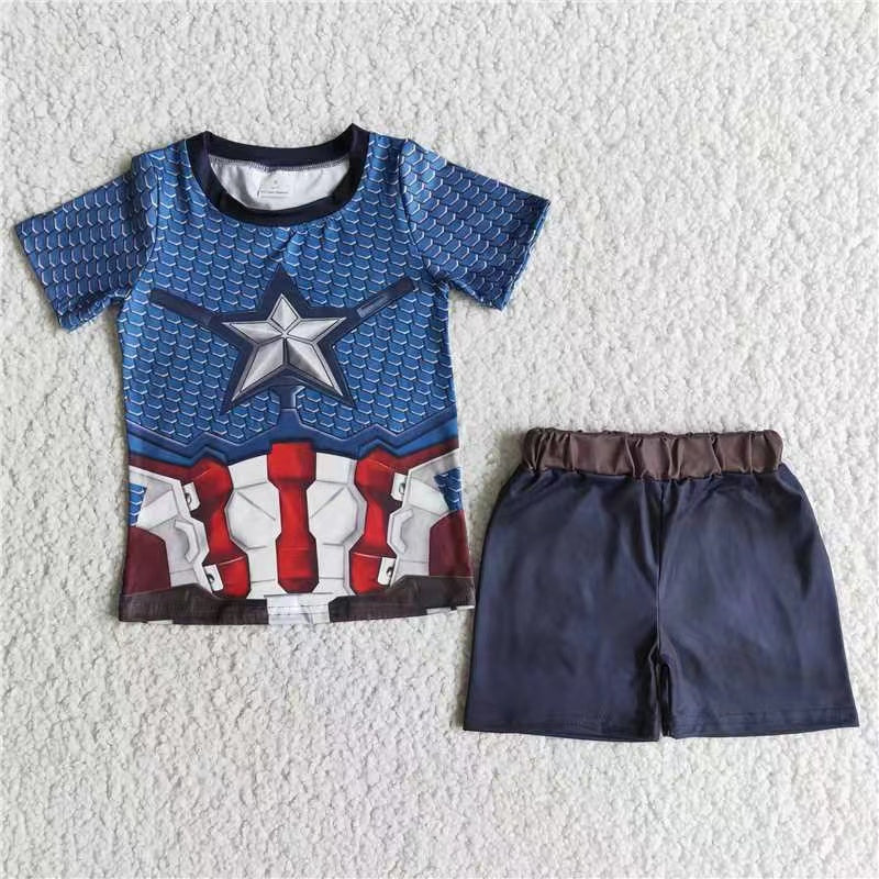 E12-12 cartoon Space hero short sleeve shorts boy summer outfit 20230105 RTS