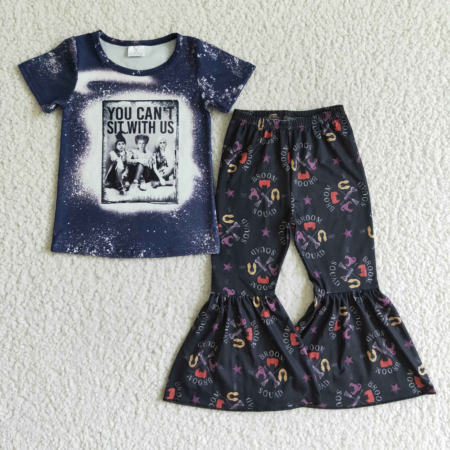 RTS 0825 cartoon halloween short sleeve print bell pants girl outfit