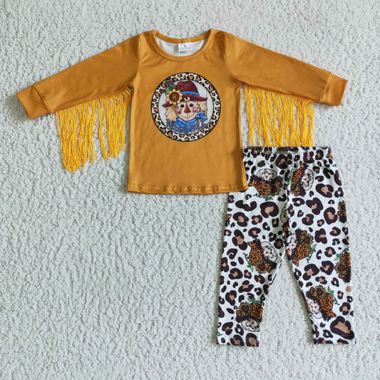tassle  Scarecrow GLP0167 RTS orange long tassel sleeve scarecrow leopard girl outfit
