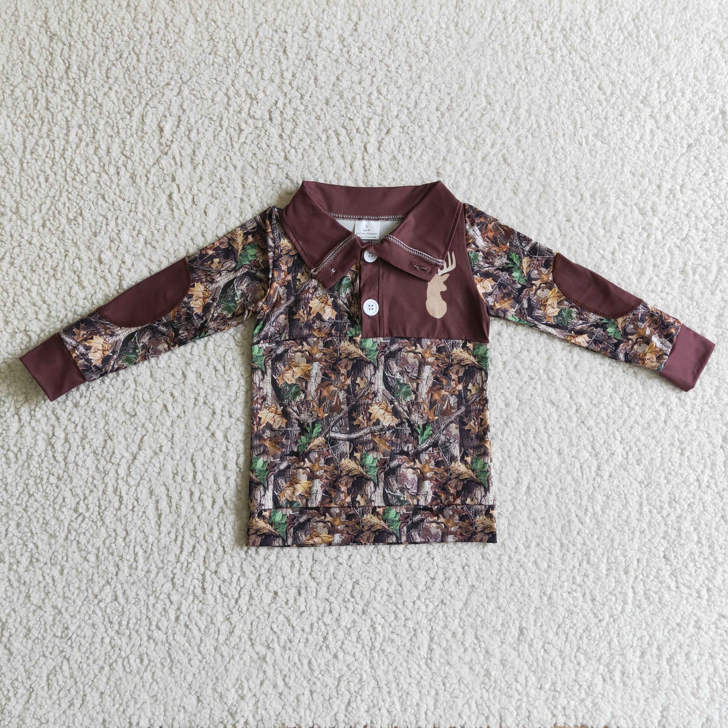 BT0078 RTS camo zipper BOY long sleeve coat deer top