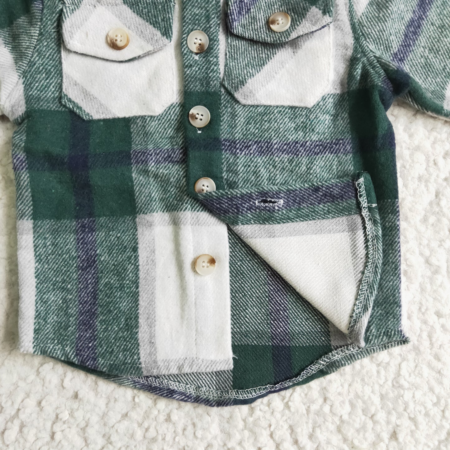 BT0075 green plaid shirt long sleeve Cotton top boy hoodie top 1026 RTS Shackets