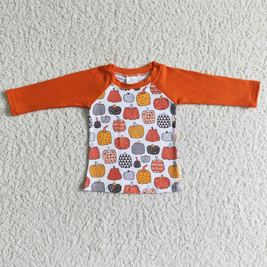 Pumpkin shirts orange raglan long sleeve top 0614