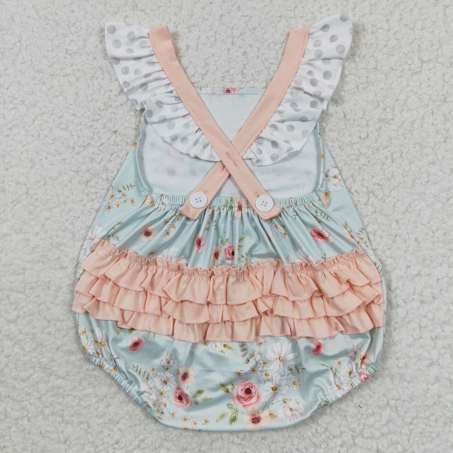 SR0336 flower summer ruffle short sleeve girl Baby romper RTS Free shipping order $100+