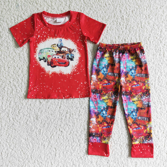 RTS red car short sleeve colorful pants boy outfit 0628