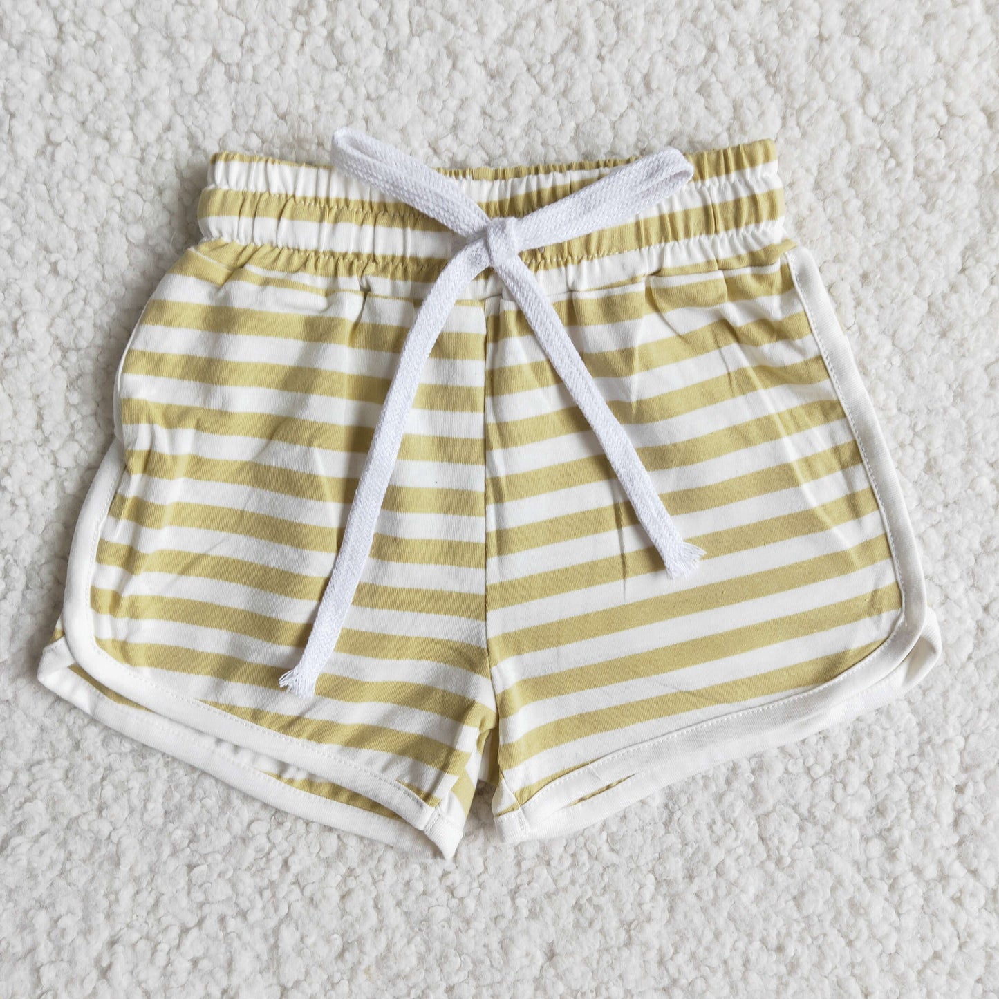 light green white stripe girls cotton sports shorts 0124