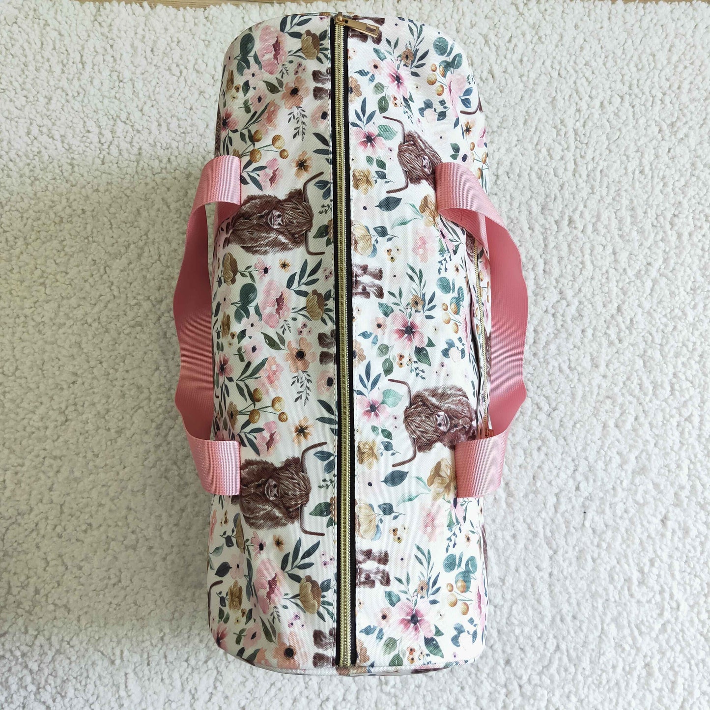 BA0008 RTS 18.5*11.2*7.9 inches hold-all bag pink cow floral  Free shipping order $100+