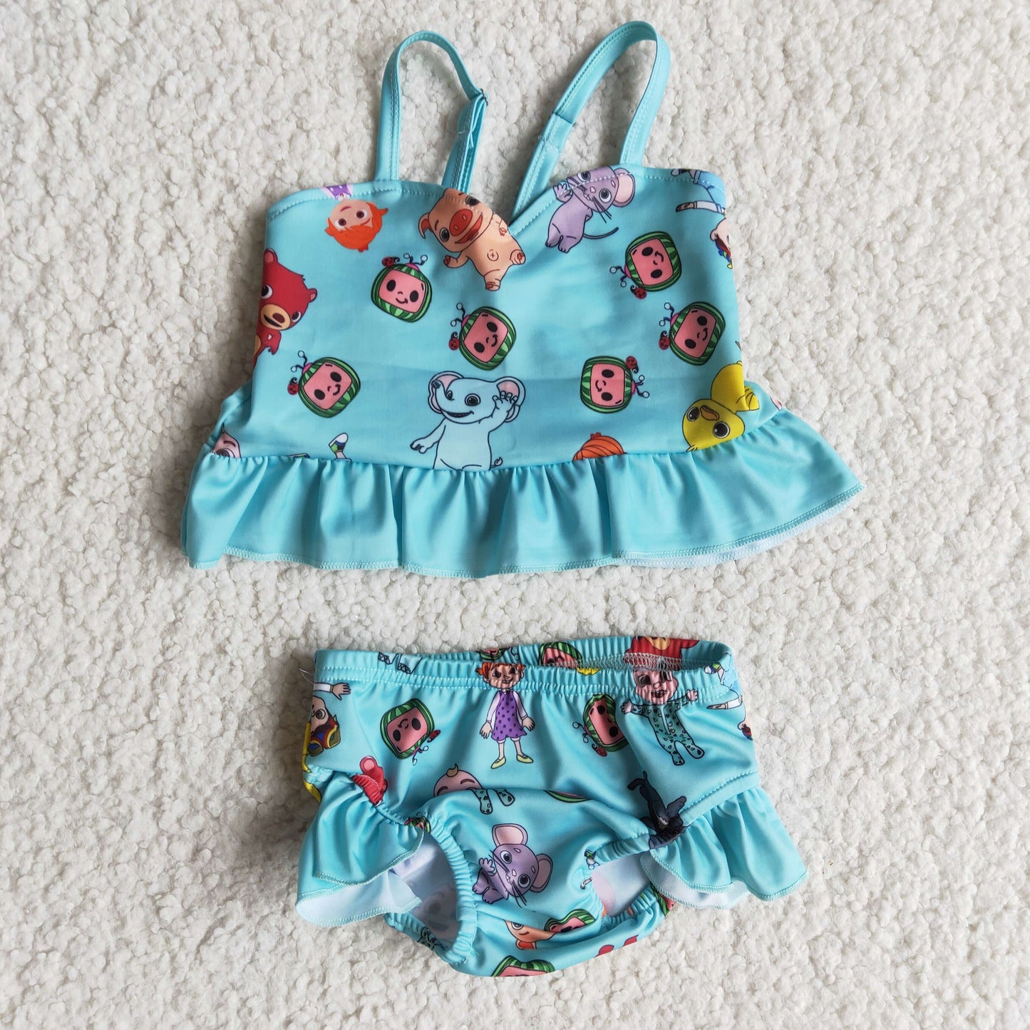 B9-22 promotion cartoon blue gallusus cocomelon girl swimwear 0111 Jan