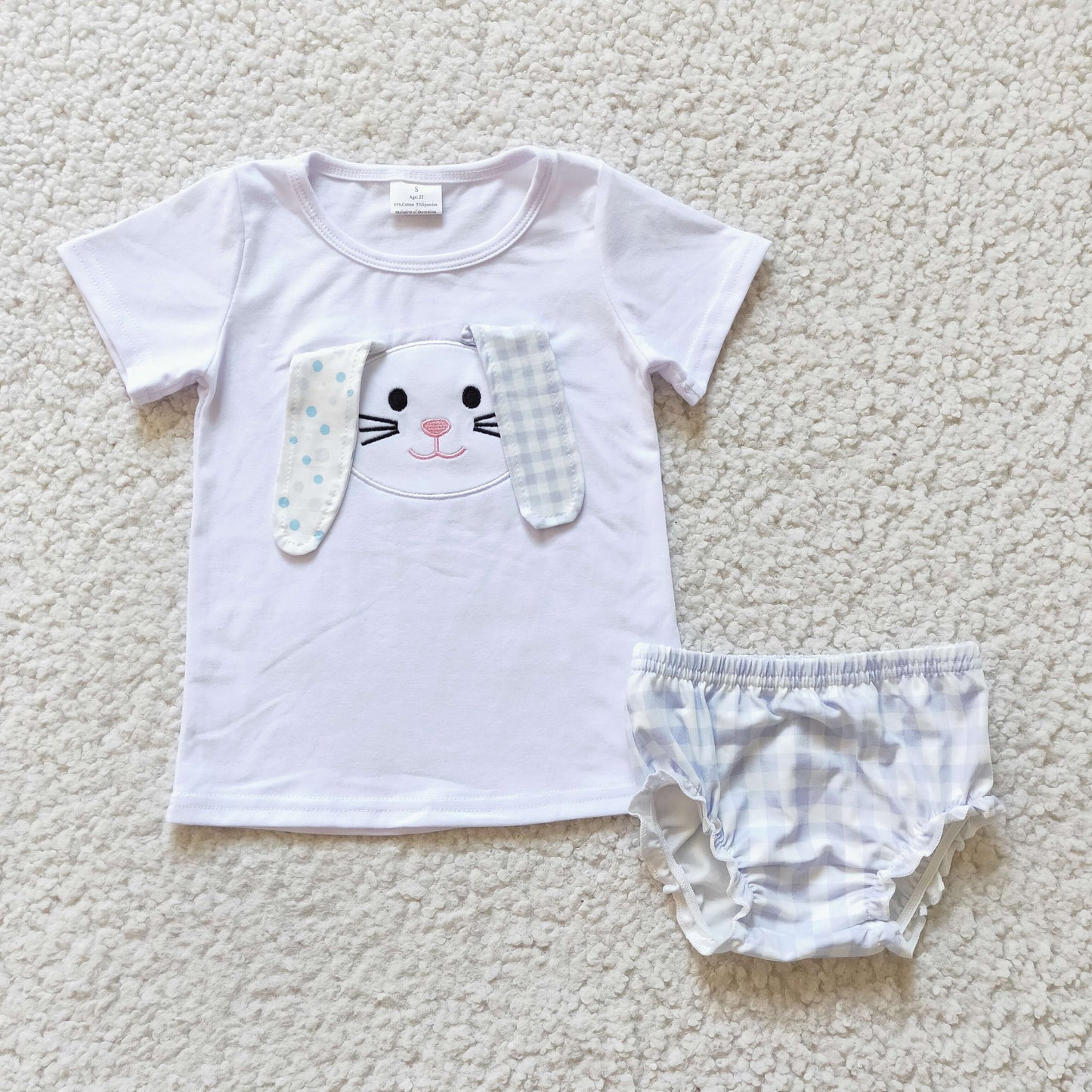 GBO0063 short sleeve Easter embroidery cotton rabbit ears girl summer outfit 1219 RTS