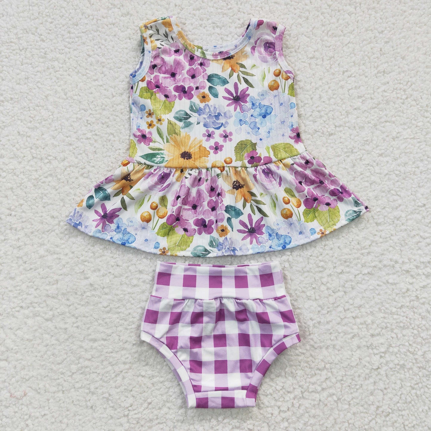 GBO0086 flower summer short sleeve girl bummies outfit 20230316 RTS