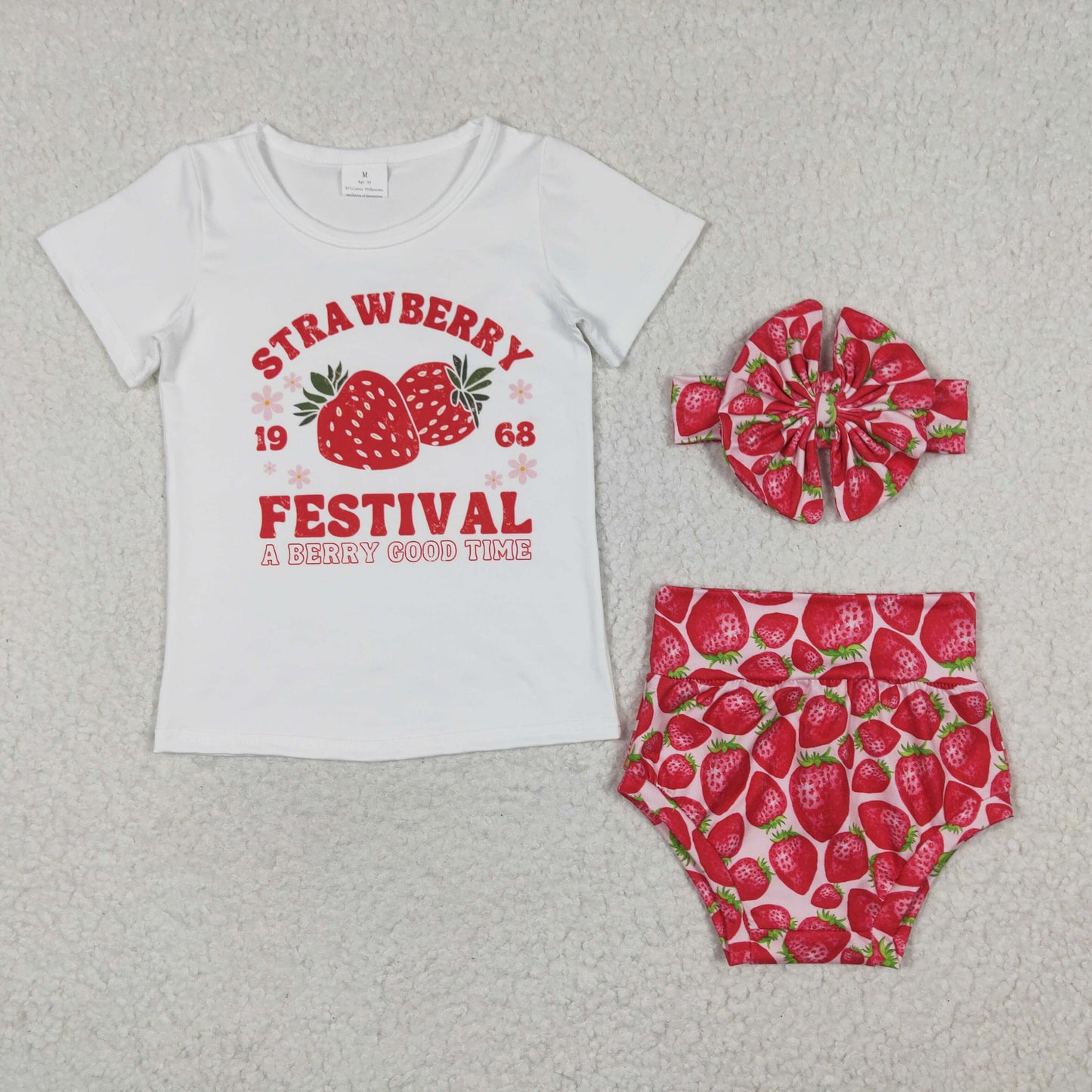 promotion  GBO0097 choose headband strawberry festival summer girl bummies outfit 20230324 RTS