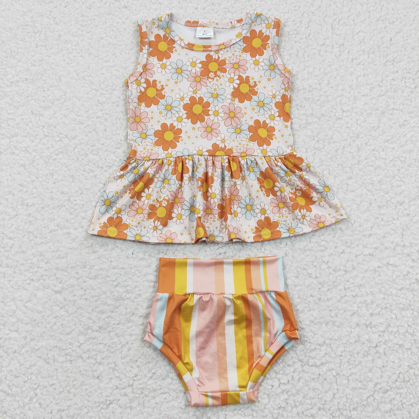 GBO0106 CHOOSE HEADBAND FIRST flower summer girl bummies outfit 20230329 RTS