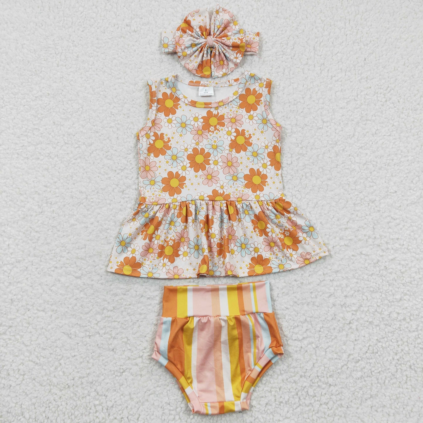 GBO0106 CHOOSE HEADBAND FIRST flower summer girl bummies outfit 20230329 RTS