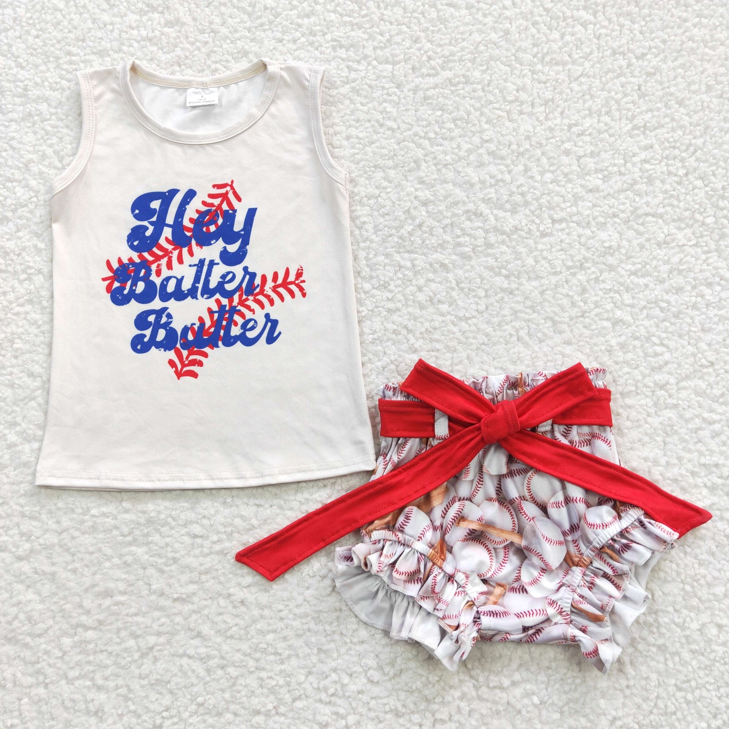 promotion  GBO0123  baseball short sleeve bummie girl outfit 20230421 RTS