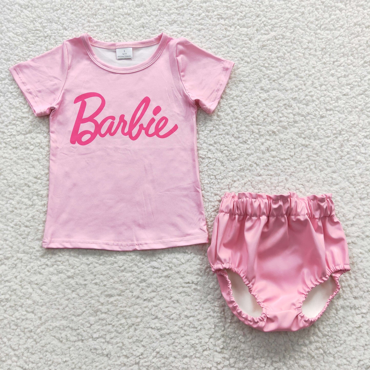 GBO0150 western barbie girl outfit bloomer short sleeve leather red bummie set 20230407 RTS