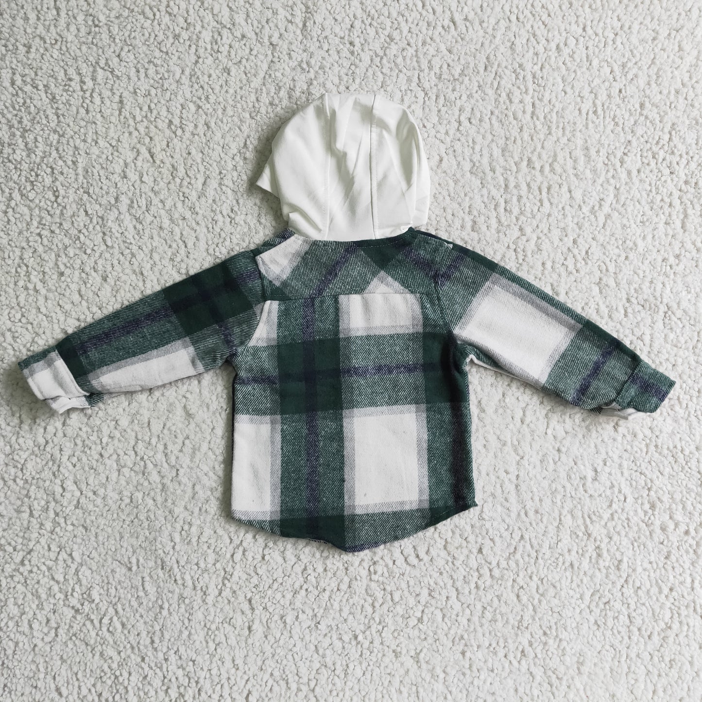 BT0075 green plaid shirt long sleeve Cotton top boy hoodie top 1026 RTS Shackets