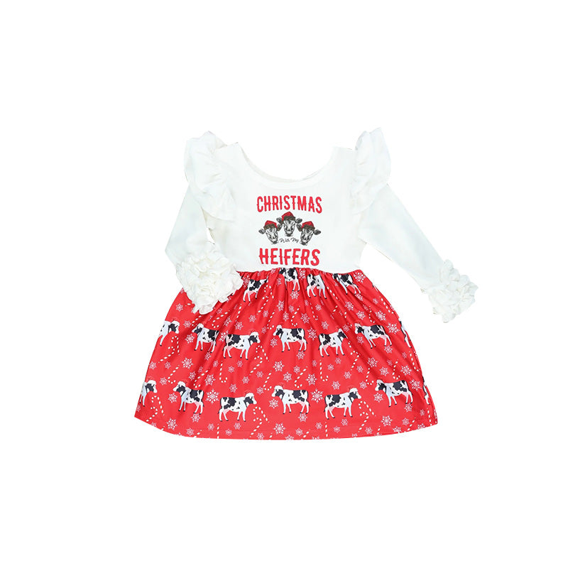 Preorder cow long sleeve girl dress clothes 0704