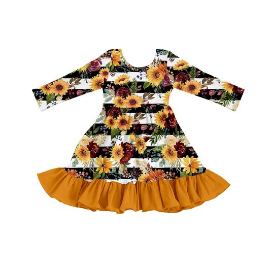 GLD0196 sunflower long sleeve summer girl dress preorder 20230422