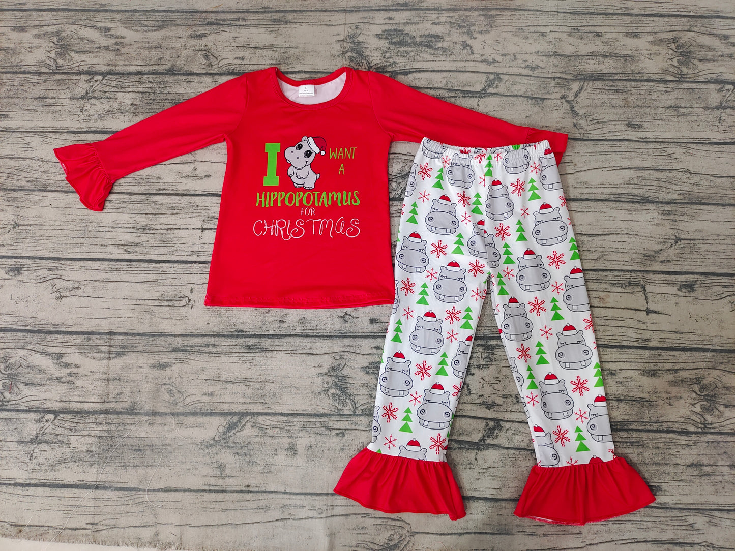 GLP0302 Christmas red long sleeve cartton girl outfits 0916 rts