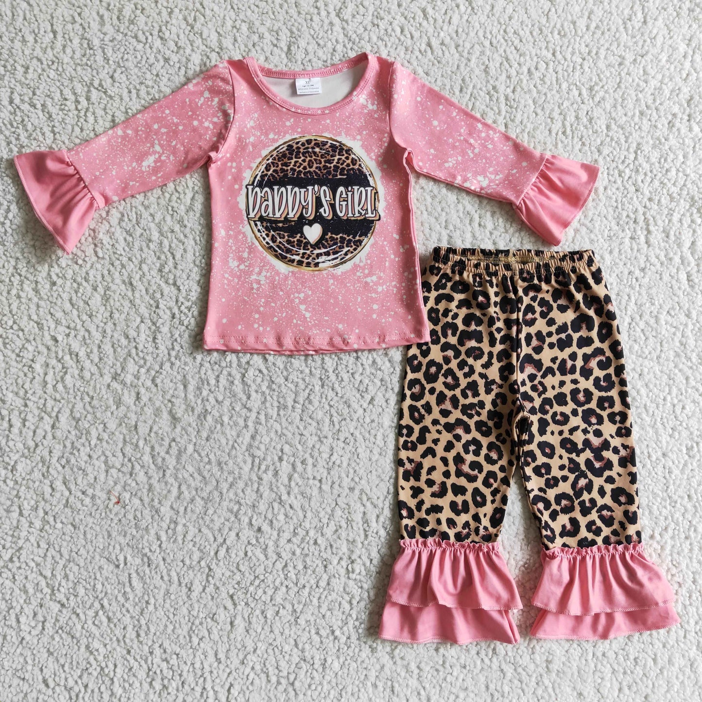 promotion RTS GLP0328 long sleeve pink leopard daddy girl outfit 1109