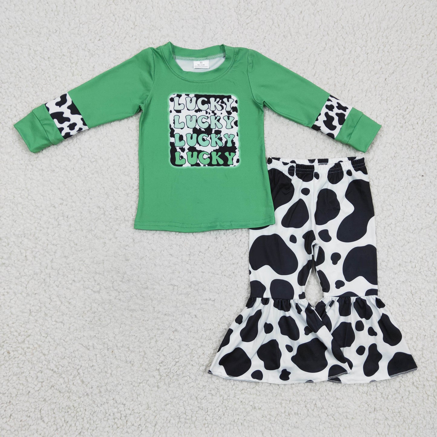 GLP0411 western St. Patrick lucky cow girl spring short sleeve girl outfit RTS 1213