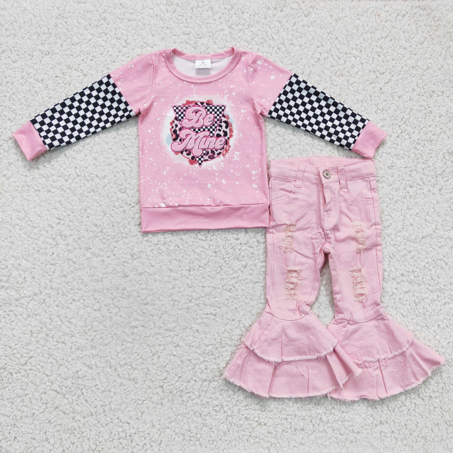 GLPO410 RTS mine love pink long sleeve jeans girl outfit 1210