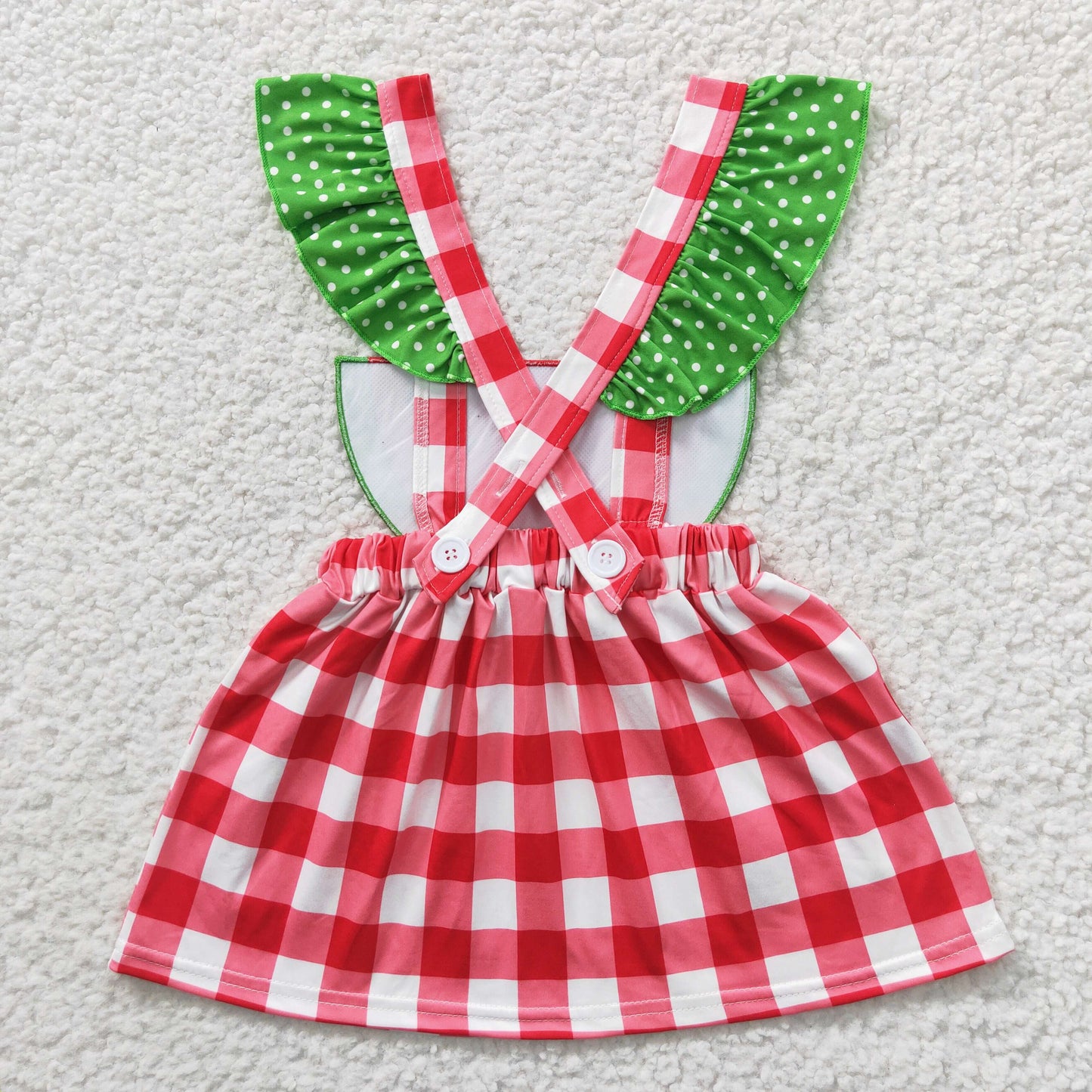 promotion GSD0234 plaid pink watermalen Embroidery short sleeve girl dress 20230417 RTS