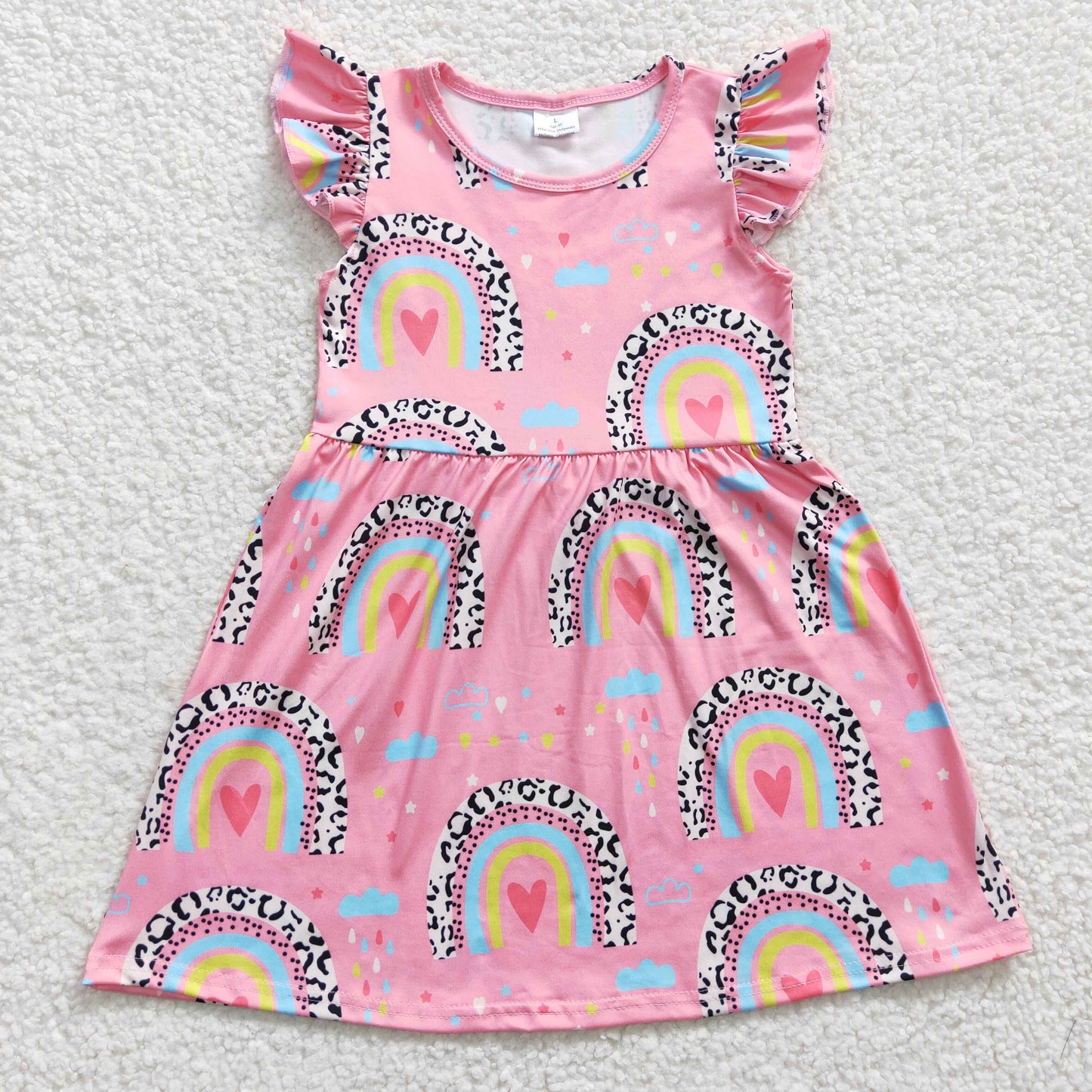 promotion RTS GSD0248 short sleeve love rainbow girl dress 20230306