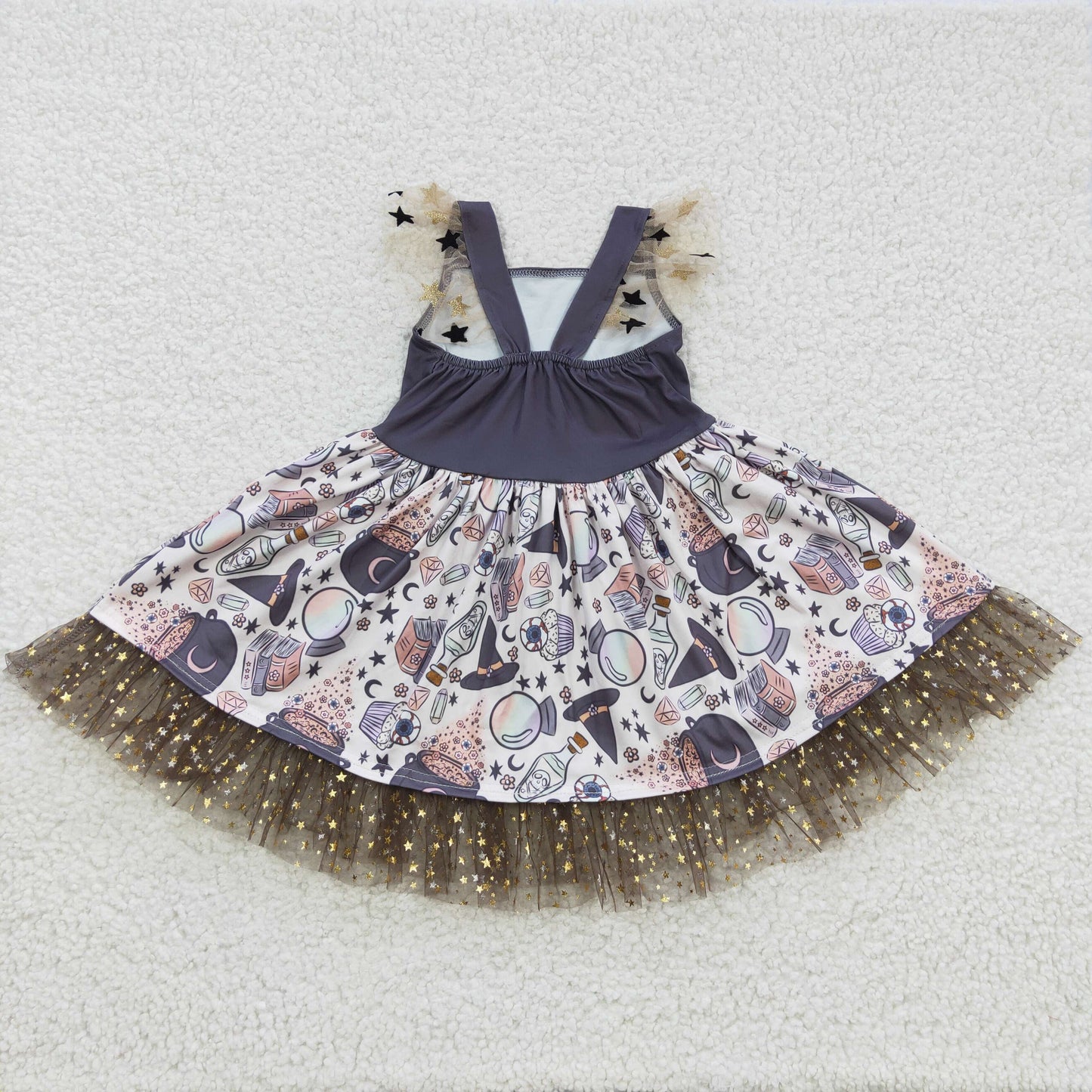 GSD0255 black ruffle Tulle ruffle bow cartoon party girl dress 20230421 RTS