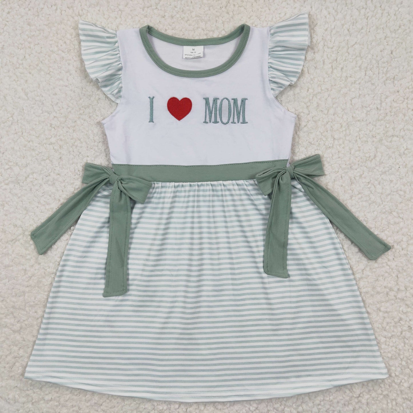 GSD0257 embroidery western love dad embroidery love mom puffy short sleeve girl dress 20230323 RTS