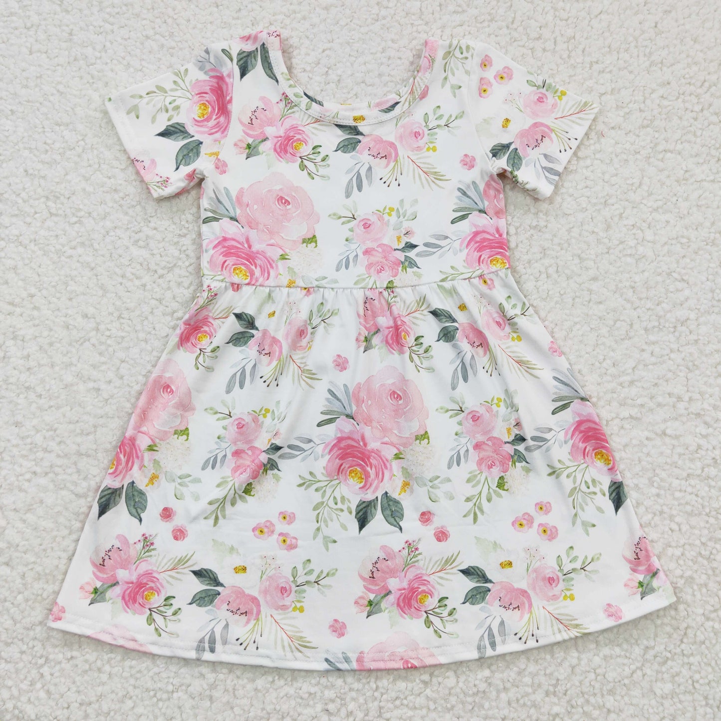 promotion RTS GSD0274 western spring flower short sleeve girl dress 202501